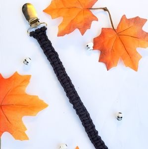 Black pacifier clip for baby girl or baby boy